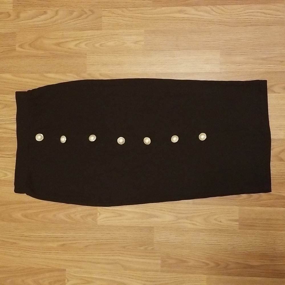 Black Ribbed Pencil Skirt